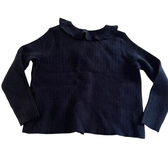 Hadas Girls Navy Ruffled Collar Cardigan Sweater - Size 4 - Picture 6 of 7